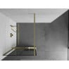 Mexen Kioto+ shower wall with shelf Walk-in 90 x 200 cm, black grid, brushed gold - 800-090-121-55-77