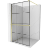 Mexen Kioto+ shower wall with shelf Walk-in 100 x 200 cm, black grid, brushed gold - 800-100-121-55-77