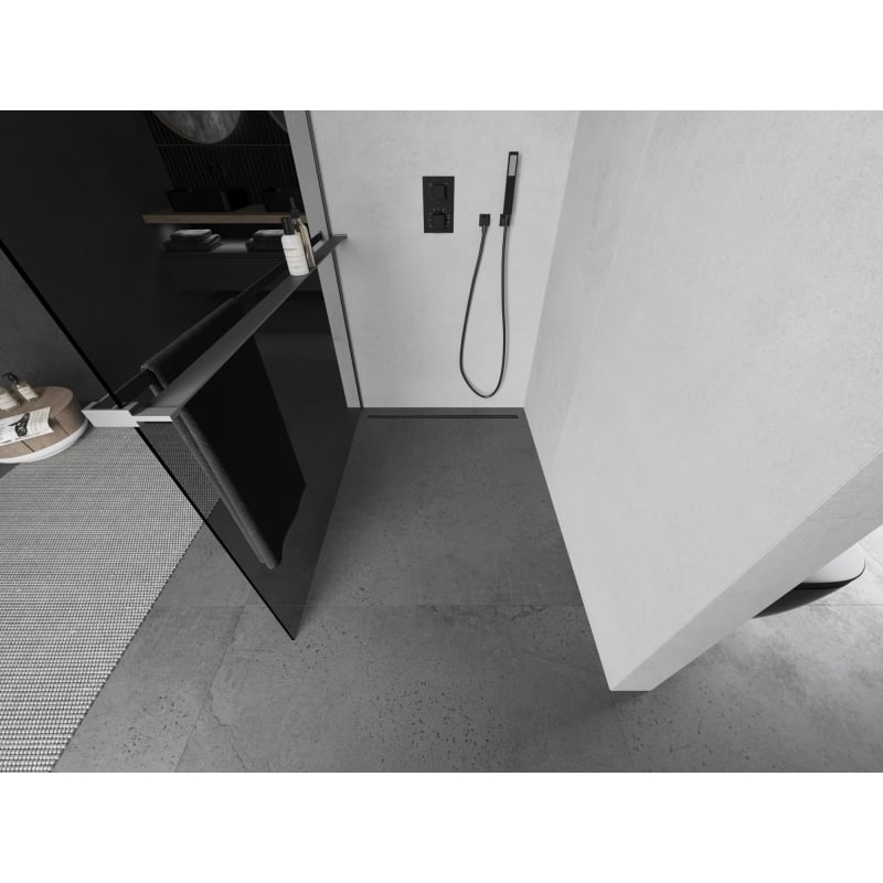 Mexen Kioto+ dušisein riiuliga Walk-in 80 x 200 cm, grafiit, gun metal - 800-080-121-95-40