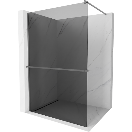 Mexen Kioto+ shower wall with a shelf Walk-in 80 x 200 cm, graphite, gun metal - 800-080-121-95-40
