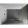 Mexen Kioto+ ścianka prysznicowa z półką Walk-in 130 x 200 cm, czarna kratka, złota szczotkowana - 800-130-121-55-77