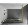 Mexen Kioto+ Walk-in Shower Panel with Shelf 130 x 200 cm, Black Pattern, Brushed Gold - 800-130-121-55-77
