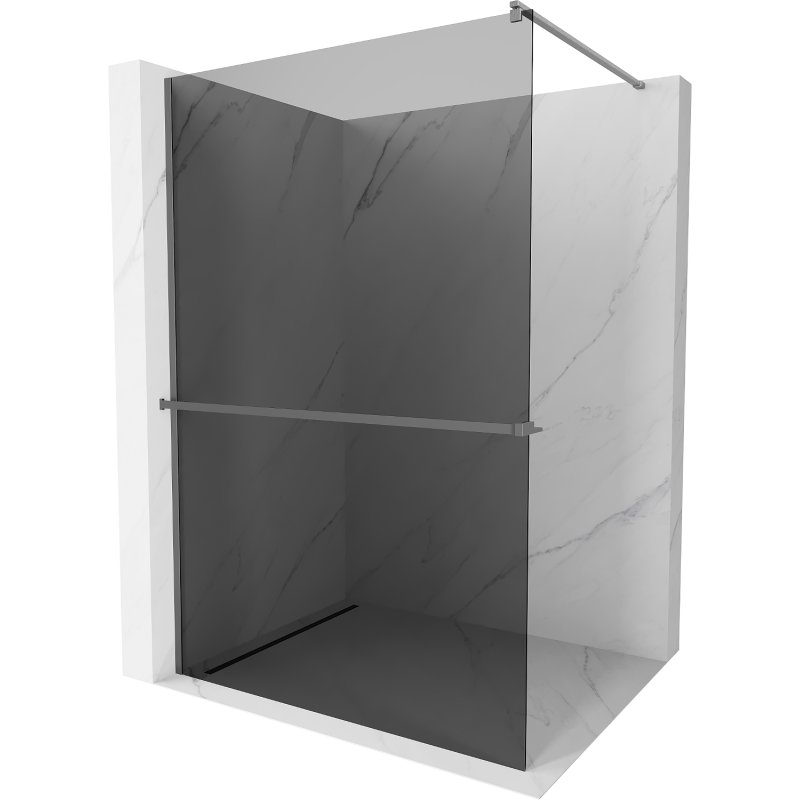 Mexen Kioto+ Duschwand mit Walk-in-Regal 140 x 200 cm, graphit, gun metal - 800-140-121-95-40