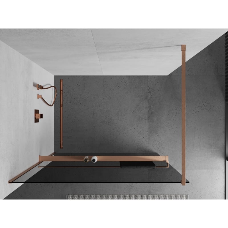 Mexen Kioto+ dušisein riiuliga Walk-in 70 x 200 cm, grafiit, harjatud vask - 800-070-121-65-40