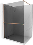 Mexen Kioto+ staklena pregrada za tuš s policom Walk-in 90 x 200 cm, grafit, brušeni bakar - 800-090-121-65-40