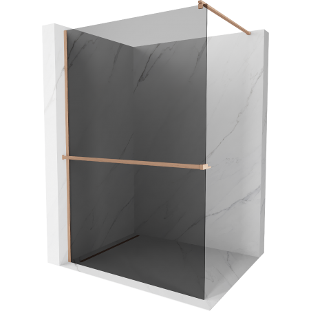 Mexen Kioto+ Duschwand mit Regal Walk-in 130 x 200 cm, Graphit, gebürstetes Kupfer - 800-130-121-65-40