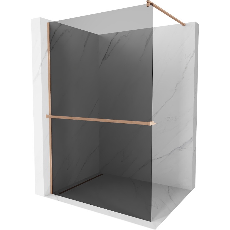 Mexen Kioto+ dušisein riiuliga Walk-in 140 x 200 cm, grafiit, harjatud vask - 800-140-121-65-40