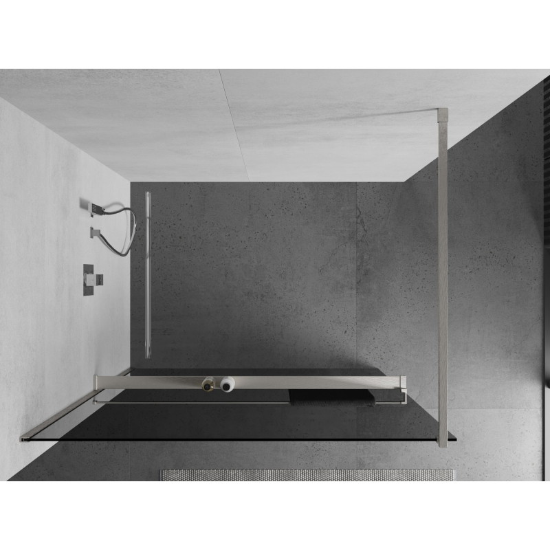 Mexen Kioto+ dušisein riiuliga Walk-in 120 x 200 cm, grafiit, harjatud nikkel - 800-120-121-97-40
