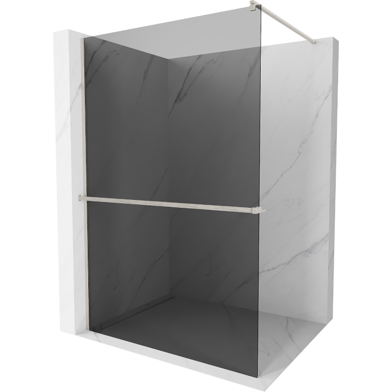 Mexen Kioto+ Duschwand mit Walk-in 120 x 200 cm, graphit, gebürstetes Nickel - 800-120-121-97-40