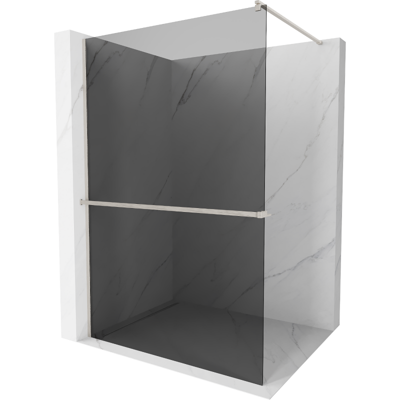 Mexen Kioto+ shower wall with Walk-in shelf 130 x 200 cm, graphite, brushed nickel - 800-130-121-97-40