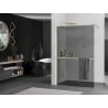 Mexen Kioto+ paroi de douche avec étagère Walk-in 90 x 200 cm, graphite, or brossé - 800-090-121-55-40