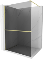 Mexen Kioto+ douchewand met plank Walk-in 110 x 200 cm, grafiet, geborsteld goud - 800-110-121-55-40