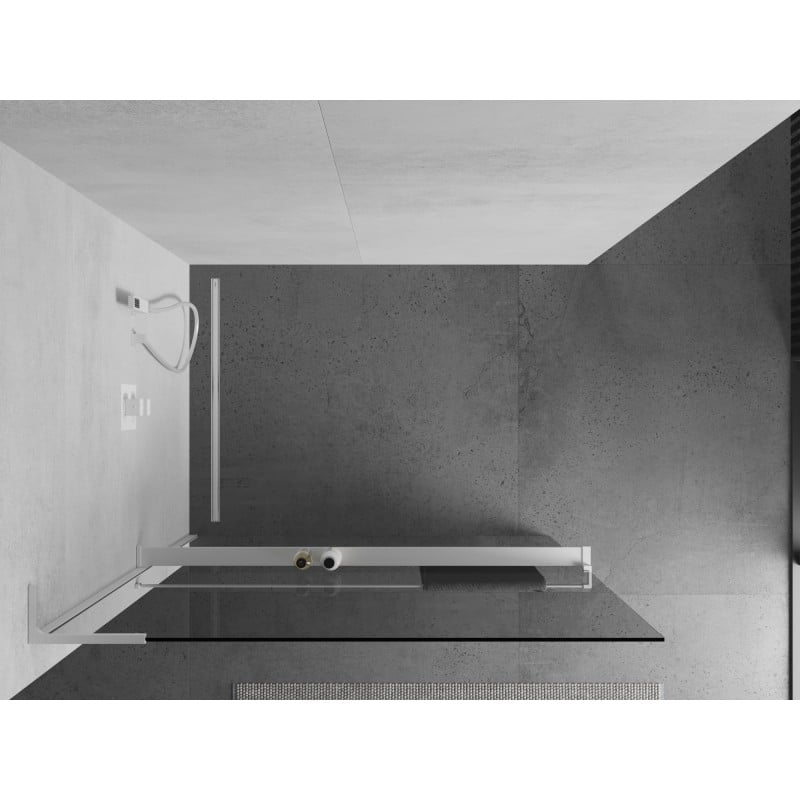 Mexen Kioto+ L panel de ducha con estante Walk-in 55 x 200 cm, transparente, blanco - 800-055-123-20-00