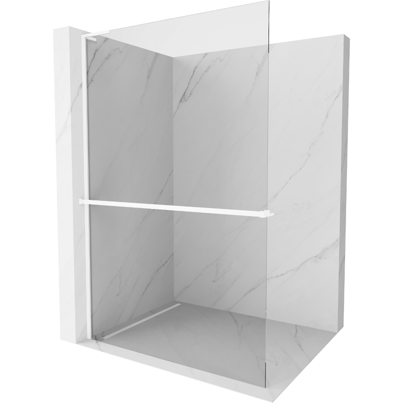Mexen Kioto+ L parede de duche com prateleira Walk-in 120 x 200 cm, transparente, branca - 800-120-123-20-00