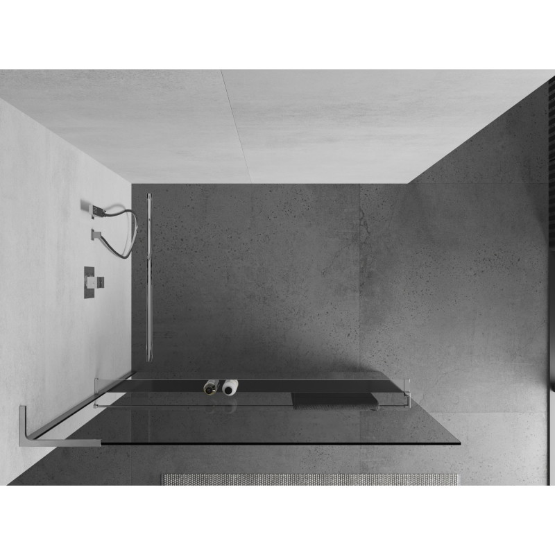Mexen Kioto+ L dušisein riiuliga Walk-in 85 x 200 cm, läbipaistev, kroom - 800-085-123-01-00