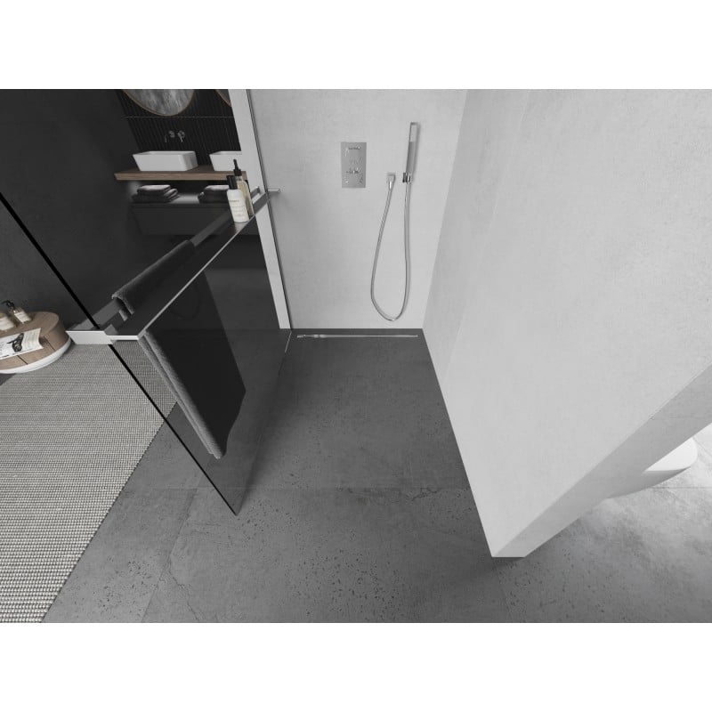 Mexen Kioto+ L douchewand met plank Walk-in 95 x 200 cm, transparant, chroom - 800-095-123-01-00