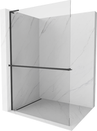 Mexen Kioto+ L ścianka prysznicowa z półką Walk-in 80 x 200 cm, transparent, czarna - 800-080-123-70-00