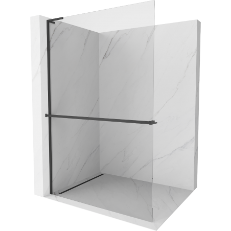Mexen Kioto+ L shower wall with Walk-in shelf 100 x 200 cm, transparent, black - 800-100-123-70-00