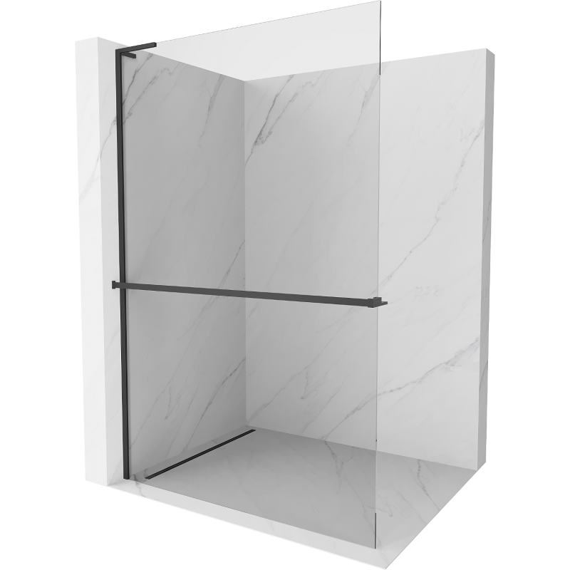 Mexen Kioto+ L paroi de douche avec étagère Walk-in 105 x 200 cm, transparent, noir - 800-105-123-70-00