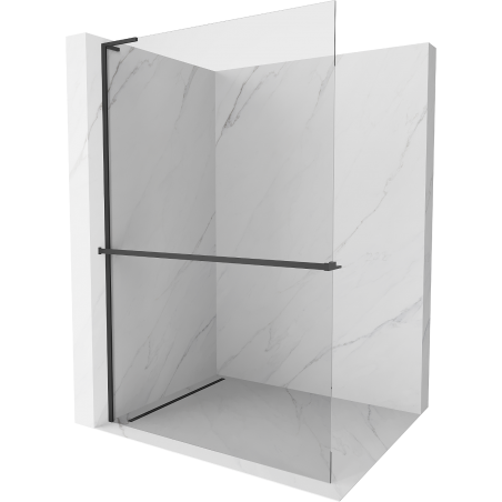 Mexen Kioto+ L douchewand met plank Walk-in 110 x 200 cm, transparant, zwart - 800-110-123-70-00