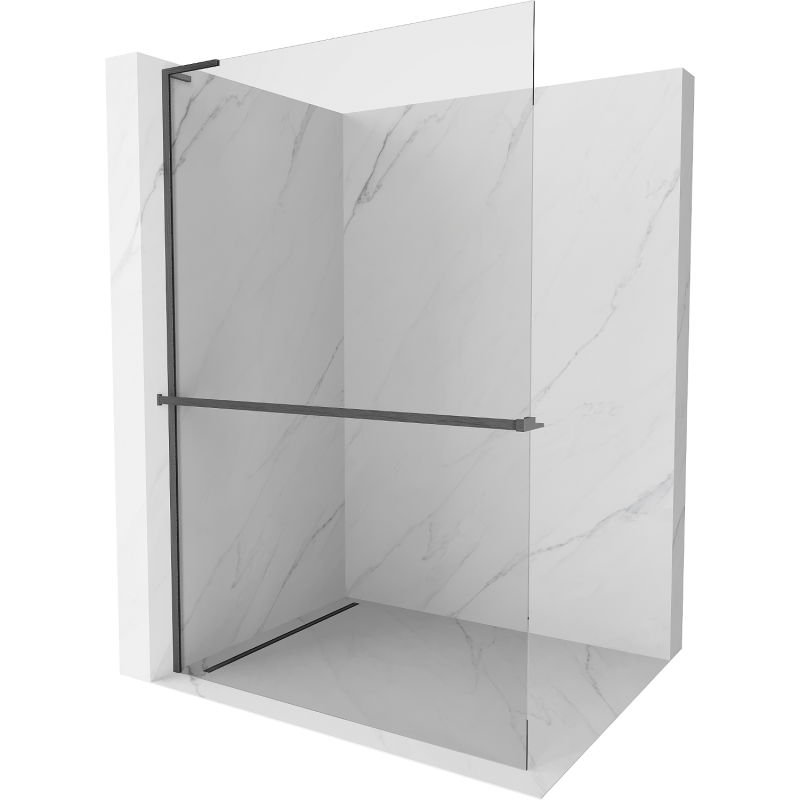 Mexen Kioto+ L paroi de douche avec étagère Walk-in 90 x 200 cm, transparent, gris canon brossé - 800-090-123-66-00