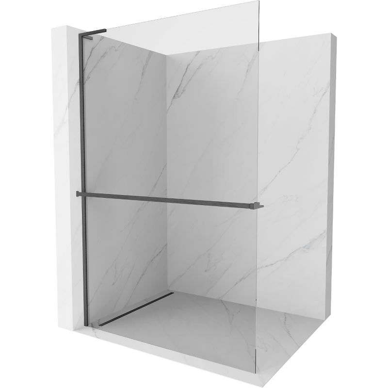 Mexen Kioto+ L parede de duche com prateleira Walk-in 95 x 200 cm, transparente, cinza escovado - 800-095-123-66-00