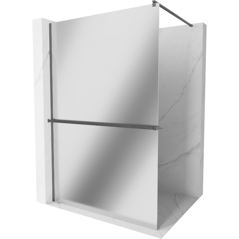 Mexen Kioto+ panel de ducha con estante Walk-in 70 x 200 cm, espejo, gris pistola cepillado - 800-070-121-66-50