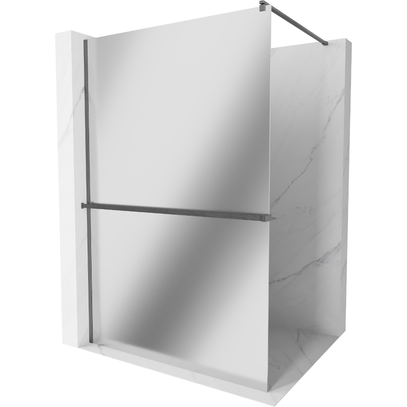 Mexen Kioto+ suihkuseinä hyllyllä Walk-in 90 x 200 cm, peili, gun gray harjattu - 800-090-121-66-50