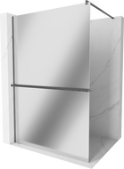 Mexen Kioto+ stijenka za tuširanje s policom Walk-in 90 x 200 cm, ogledalo, brušeni gun gray - 800-090-121-66-50