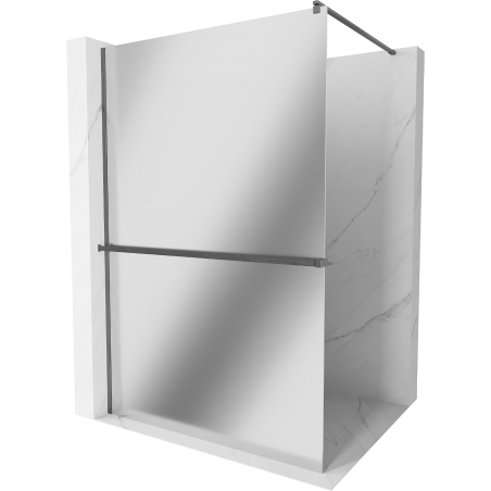 Mexen Kioto+ Duschwand mit Regal Walk-in 140 x 200 cm, Spiegel, gun gray gebürstet - 800-140-121-66-50