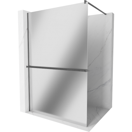 Mexen Kioto+ paroi de douche avec étagère Walk-in 140 x 200 cm, miroir, gris foncé brossé - 800-140-121-66-50