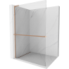 Mexen Kioto+ L Walk-in Shower Screen with Shelf 50 x 200 cm, Transparent, Brushed Brass - 800-050-123-65-00