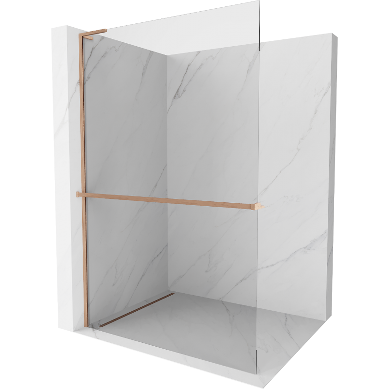 Mexen Kioto+ L Duschwand mit Walk-in Regal 65 x 200 cm, transparent, gebürstetes Kupfer - 800-065-123-65-00