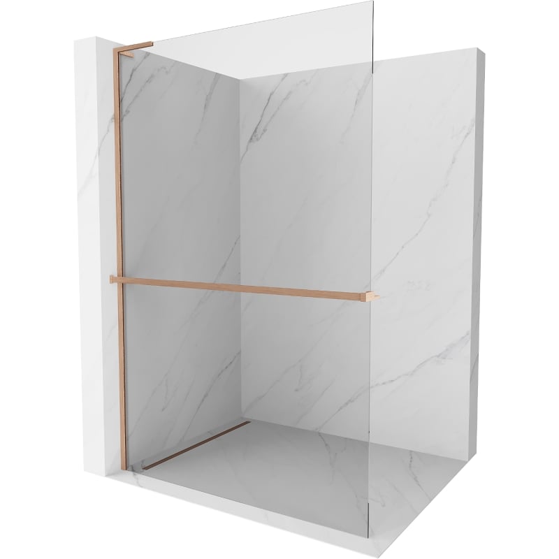 Mexen Kioto+ L dušisein riiuliga Walk-in 95 x 200 cm, läbipaistev, harjatud vask - 800-095-123-65-00