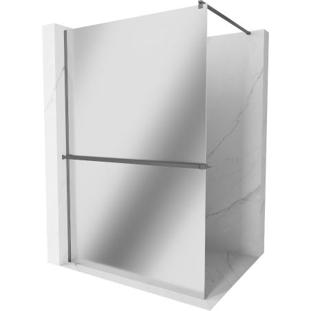Mexen Kioto+ mur de douche avec étagère Walk-in 90 x 200 cm, miroir, gun metal - 800-090-121-95-50
