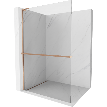 Mexen Kioto+ L ścianka prysznicowa z półką Walk-in 100 x 200 cm, transparent, miedź szczotkowana - 800-100-123-65-00