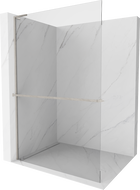 Mexen Kioto+ L Duschwand mit Regaleinheit Walk-in 100 x 200 cm, transparent, gebürstetes Nickel - 800-100-123-97-00