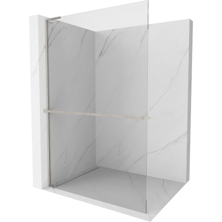 Mexen Kioto+ L Shower Screen with Shelf Walk-in 95 x 200 cm, Transparent, Brushed Nickel - 800-095-123-97-00