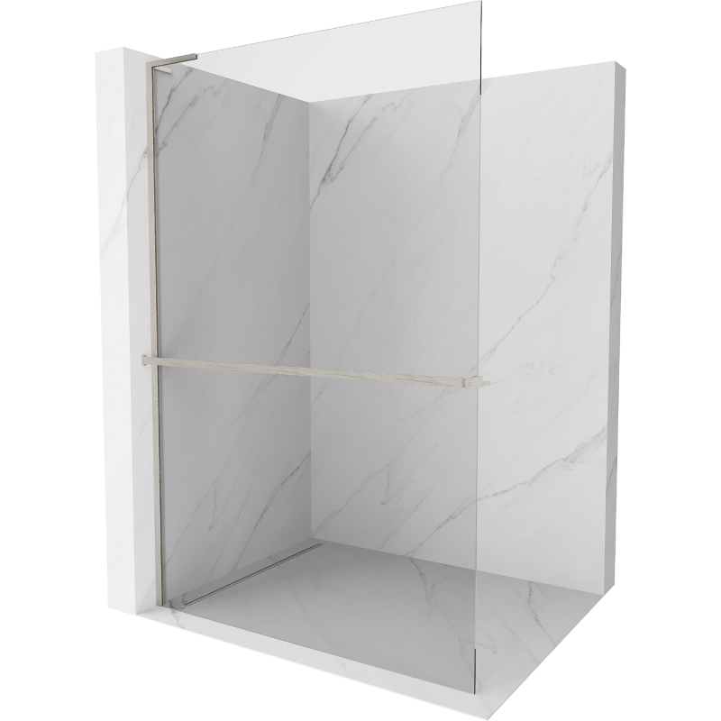 Mexen Kioto+ L douchewand met plank Walk-in 80 x 200 cm, transparant, geborsteld nikkel - 800-080-123-97-00