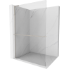 Mexen Kioto+ L douchewand met plank Walk-in 80 x 200 cm, transparant, geborsteld nikkel - 800-080-123-97-00