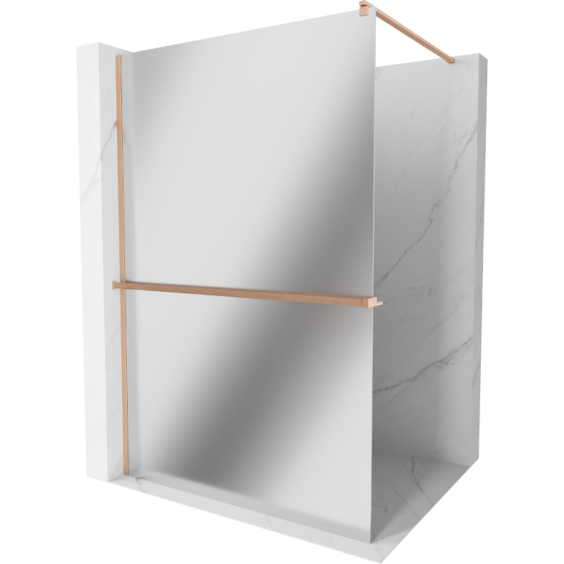 Mexen Kioto+ parede de duche com prateleira Walk-in 80 x 200 cm, espelho, cobre escovado - 800-080-121-65-50