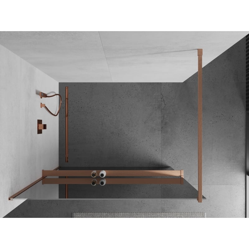 Mexen Kioto+ dušisein riiuliga Walk-in 100 x 200 cm, peegel, harjatud vask - 800-100-121-65-50
