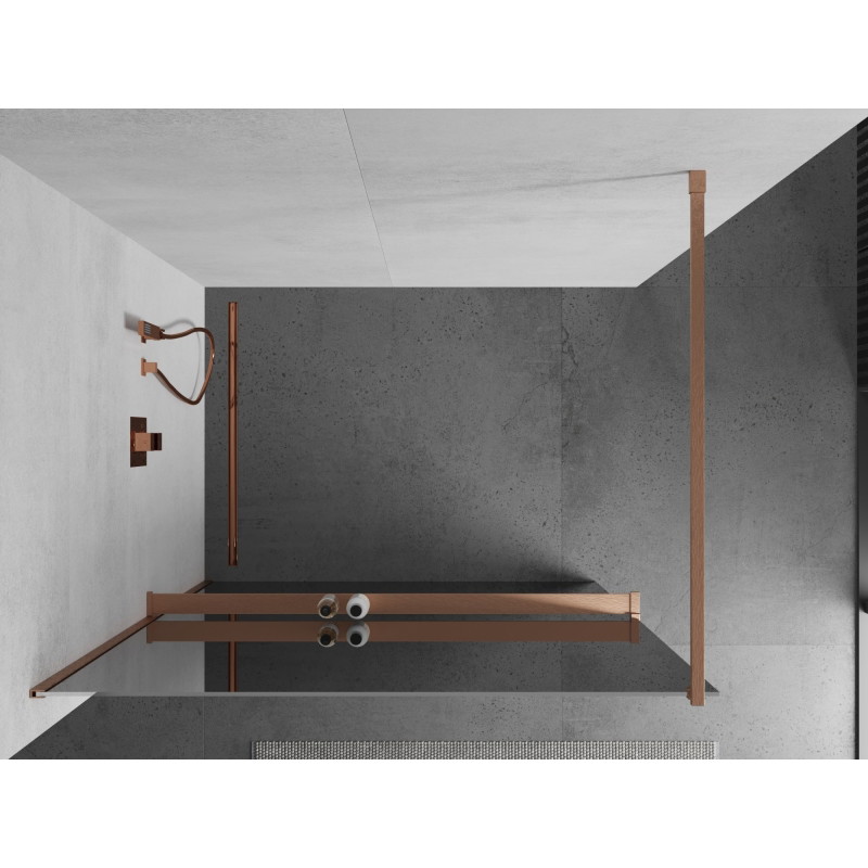 Mexen Kioto+ dušisein riiuliga Walk-in 110 x 200 cm, peegel, harjatud vask - 800-110-121-65-50
