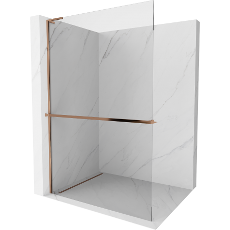 Mexen Kioto+ L paroi de douche avec étagère Walk-in 100 x 200 cm, transparent, or rose - 800-100-123-60-00