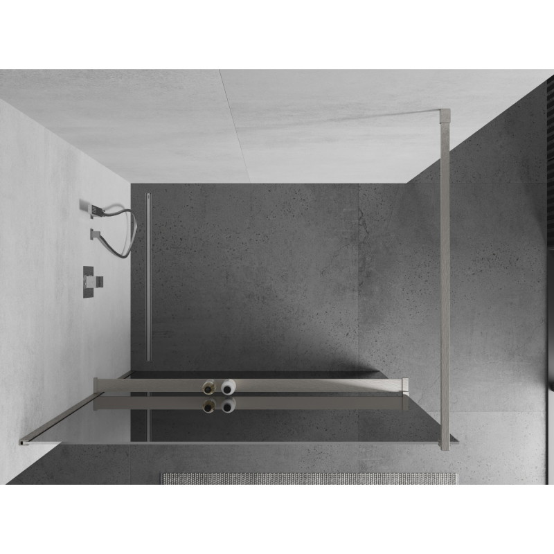 Mexen Kioto+ dušisein riiuliga Walk-in 70 x 200 cm, peegel, harjatud nikkel - 800-070-121-97-50