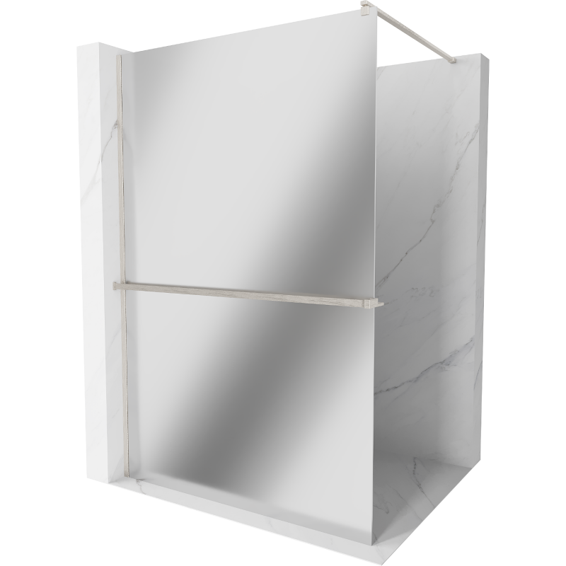 Mexen Kioto+ suihkuseinä hyllyllä Walk-in 90 x 200 cm, peili, harjattu nikkeli - 800-090-121-97-50