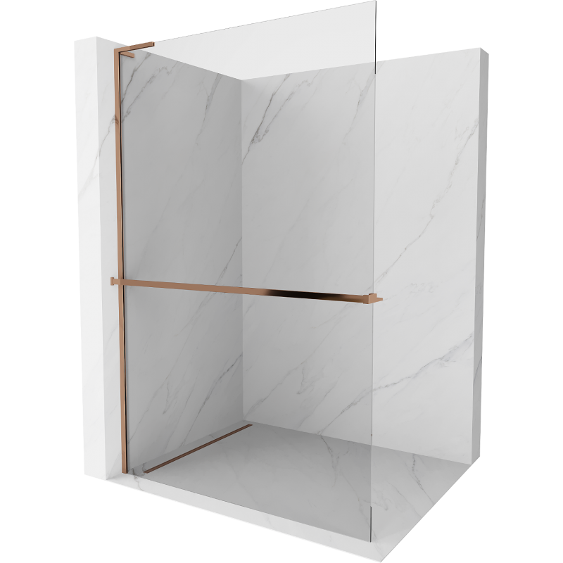Mexen Kioto+ L shower screen with shelf Walk-in 80 x 200 cm, transparent, rose gold - 800-080-123-60-00