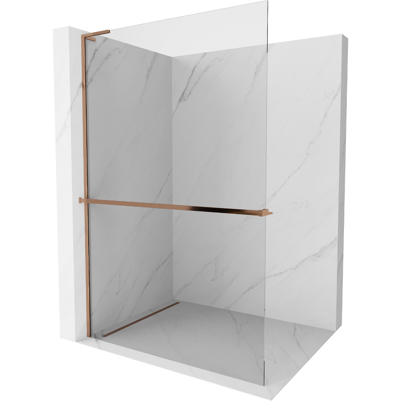 Mexen Kioto+ L Shower Wall with Walk-in Shelf 60 x 200 cm, transparent, rose gold - 800-060-123-60-00