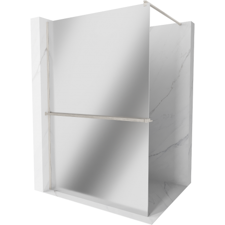 Mexen Kioto+ shower wall with Walk-in shelf 120 x 200 cm, mirror, brushed nickel - 800-120-121-97-50