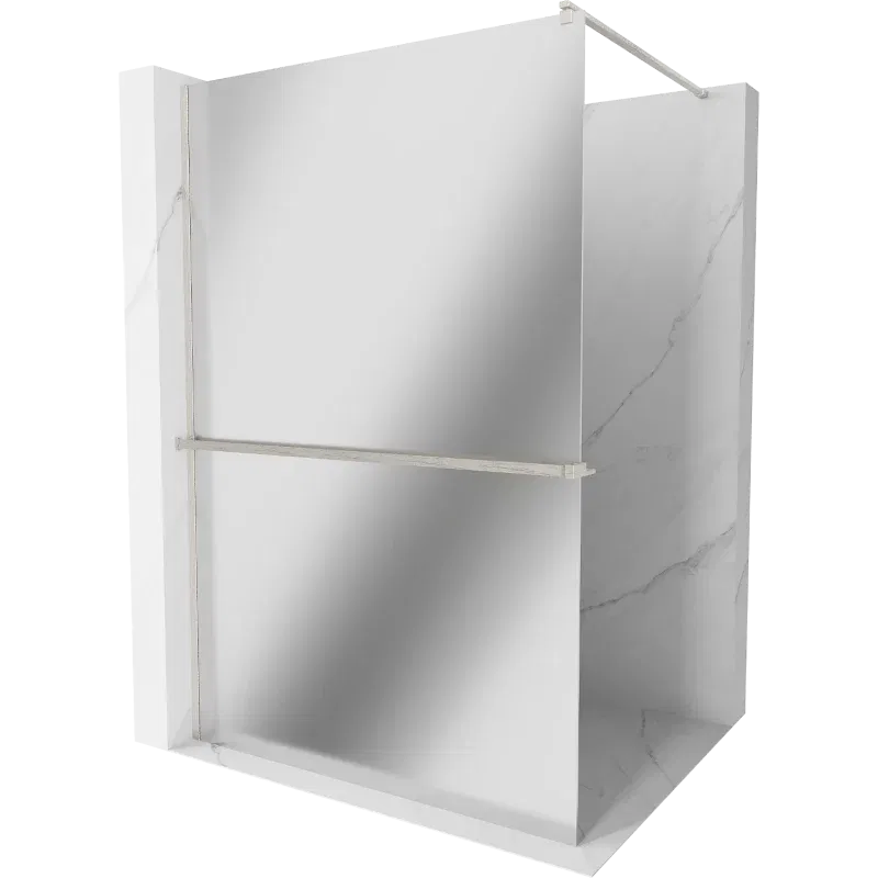 Mexen Kioto+ paroi de douche avec étagère Walk-in 140 x 200 cm, miroir, nickel brossé - 800-140-121-97-50